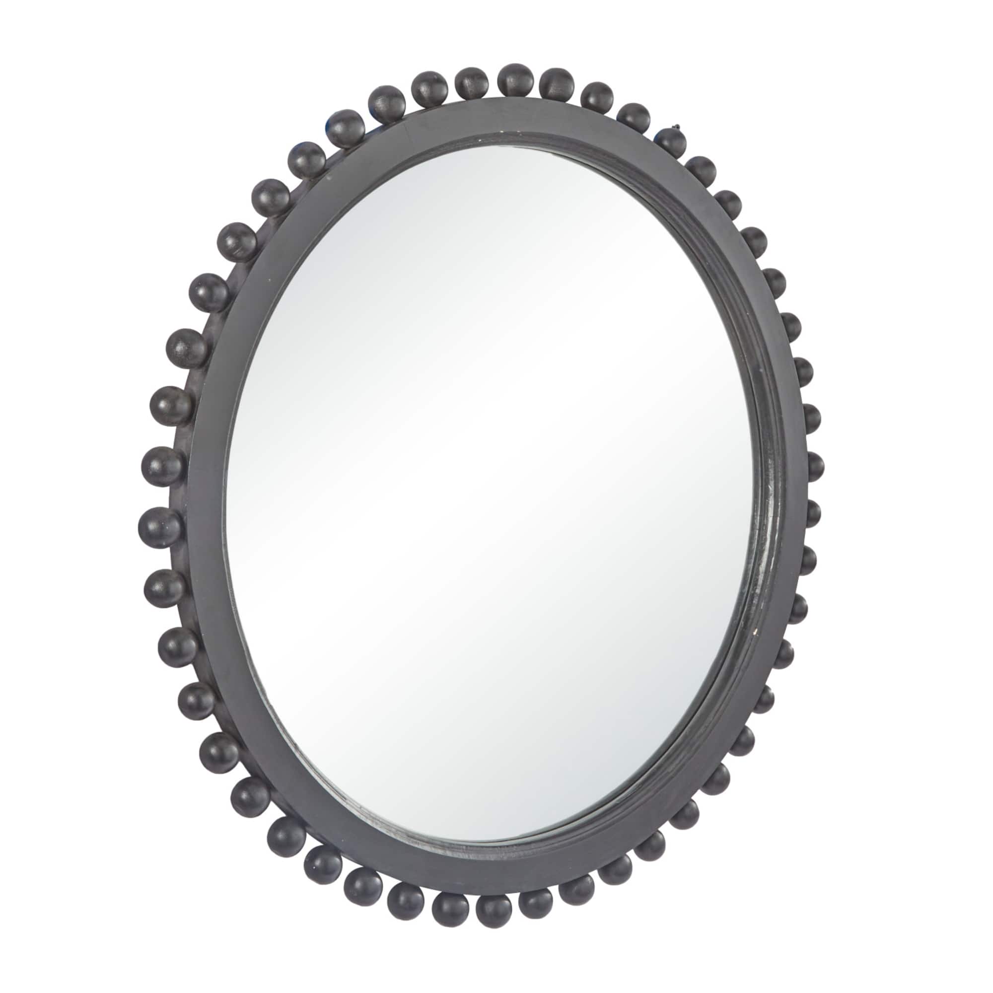 35" Mango Wood Beaded Ball Frame Wall Mirror